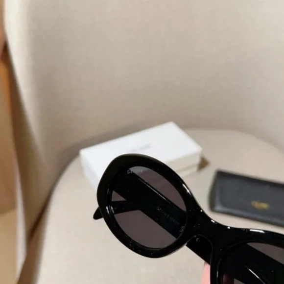 Celine Black Oval Sunglasses | SHOPBOP Chic Simple Designer Shades - Picture 8 of 8